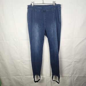 Soft Surroundings Women's Denim‎ Lean Line Stirrup Jeans Size M Pull On Elastic